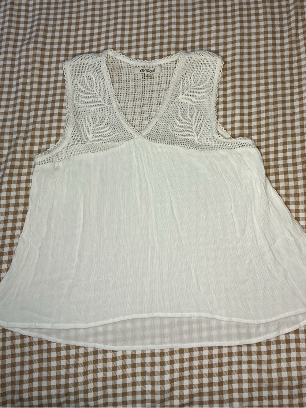 Blouse  Rip Curl Women’s Small White Crochet Sleeveless Tank Lightweight